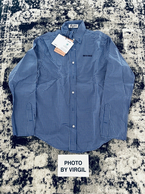 Miu Miu Tops - Miu Miu Blue Check Button-Down Women’s Shirt Size 38 NWT 100% Authentic